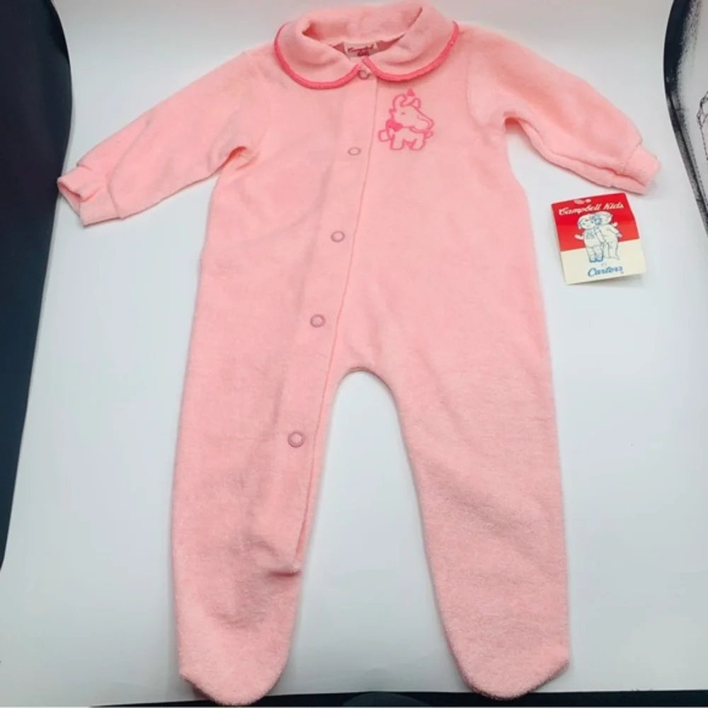 Vintage 1986 Campbell Kids by Carter's TerryCloth Footie Pajamas Small to 11lbs